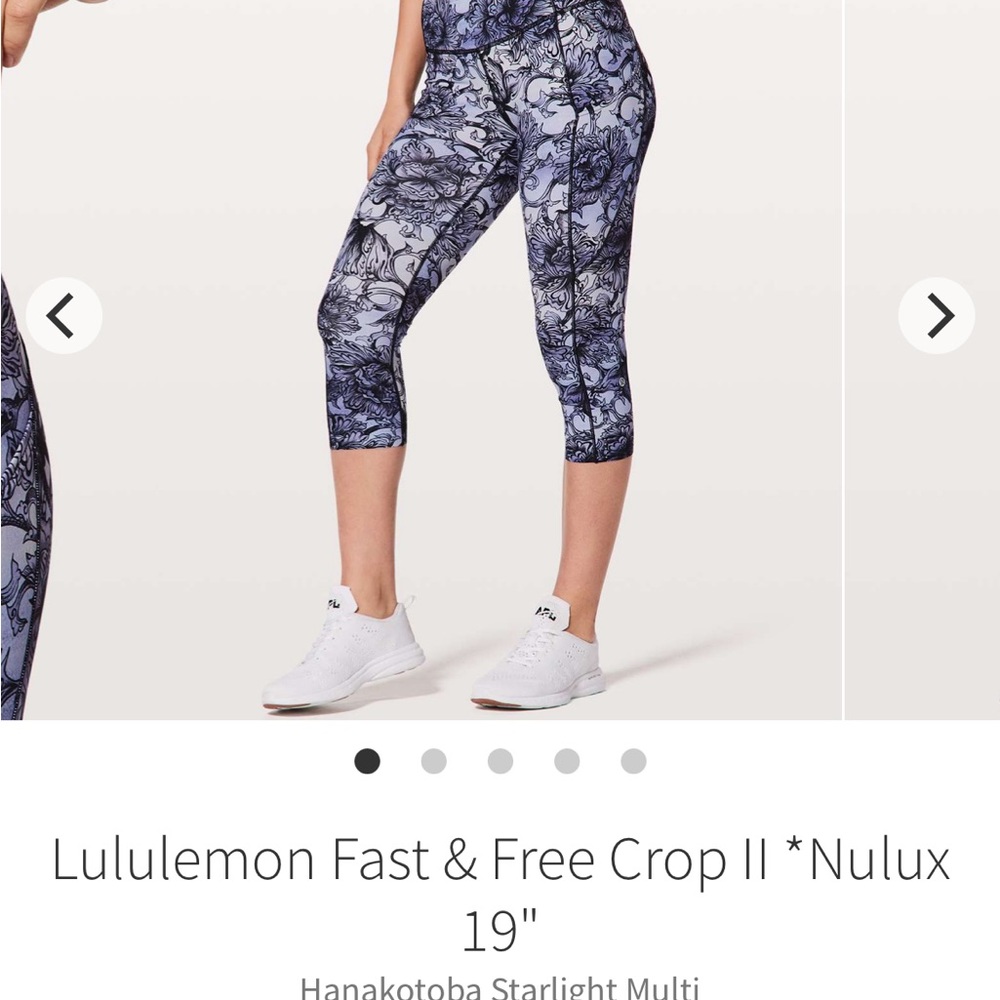 Lululemon Fast Free Crop II Nulux 19" Leggings Hanakotoba Starlight Multi Size 8